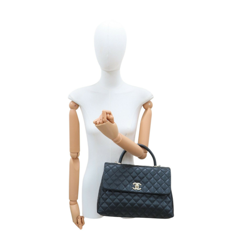 黑色 荔枝紋 牛皮 COCO Handle Maxi 兩用包 金扣【CHANEL 香奈兒】-12