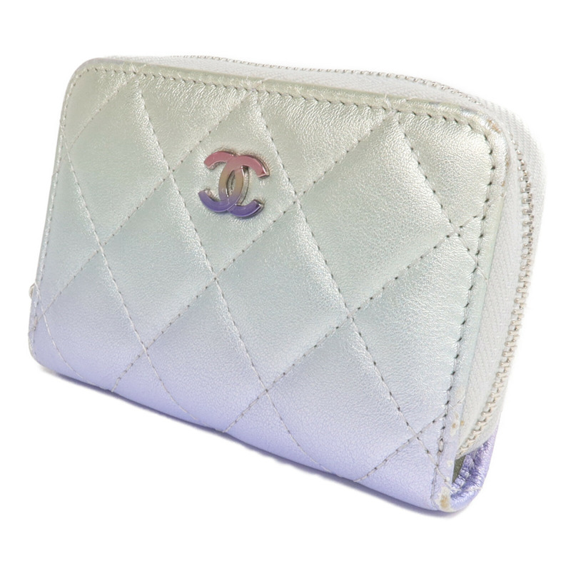 CHANEL 羊皮皮革Card Case/Coin Case銀扣拉鏈卡片套/零錢包-2