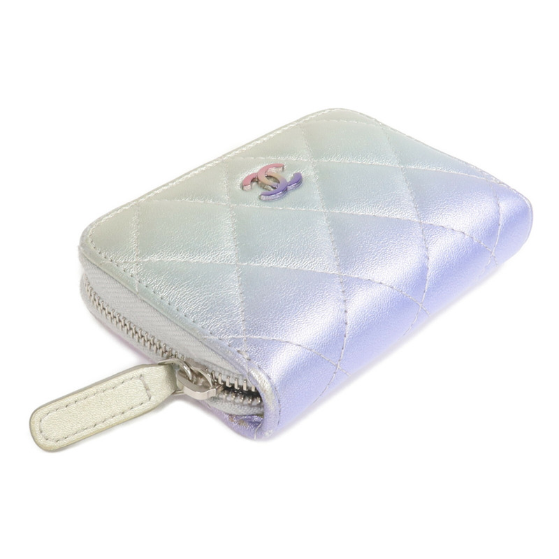 CHANEL 羊皮皮革Card Case/Coin Case銀扣拉鏈卡片套/零錢包-3