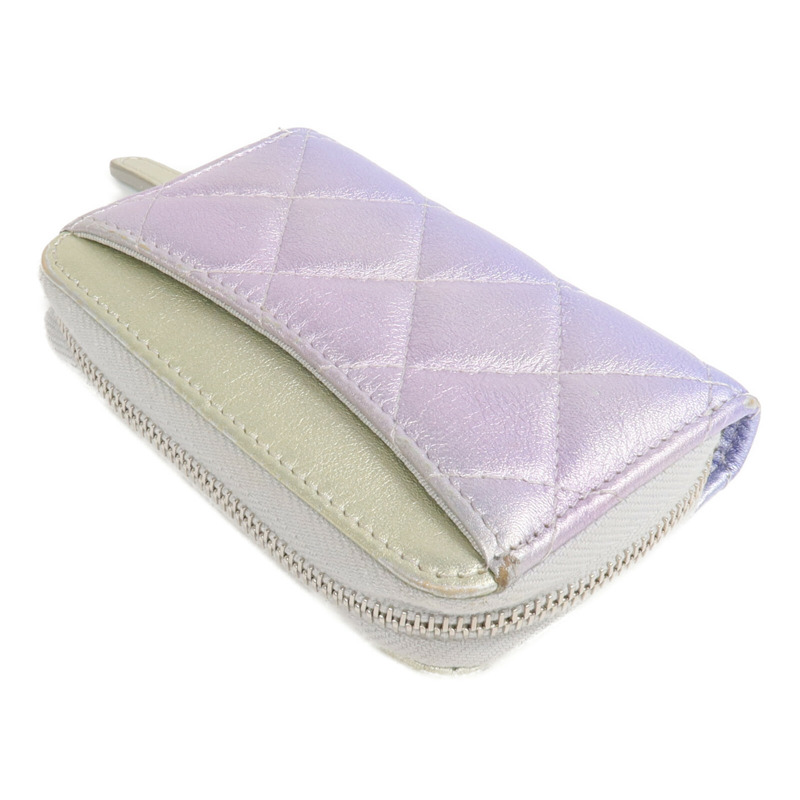 CHANEL 羊皮皮革Card Case/Coin Case銀扣拉鏈卡片套/零錢包-4