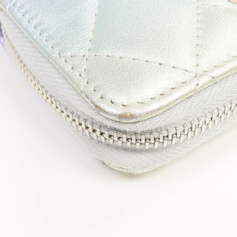 CHANEL 羊皮皮革Card Case/Coin Case銀扣拉鏈卡片套/零錢包-9