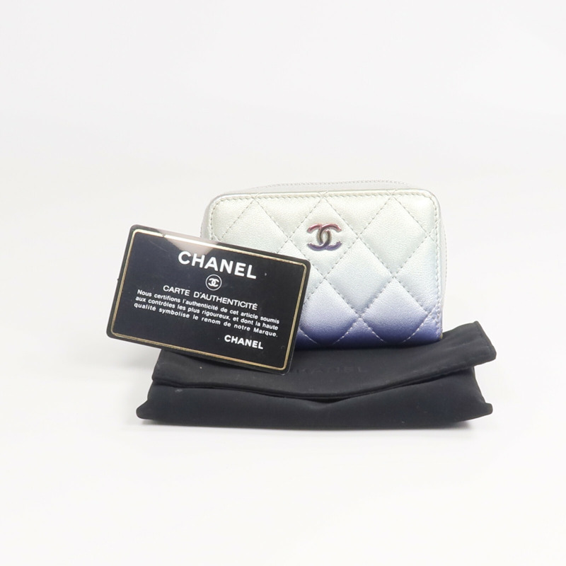 CHANEL 羊皮皮革Card Case/Coin Case銀扣拉鏈卡片套/零錢包-17
