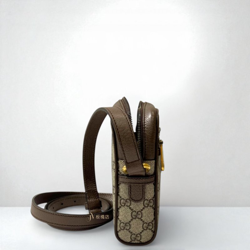JS0568-GUCCI老花拼咖啡色皮革OPHIDIA日字小側背包598127-1