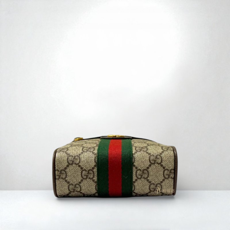 JS0568-GUCCI老花拼咖啡色皮革OPHIDIA日字小側背包598127-4