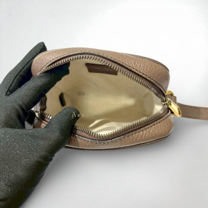 JS0568-GUCCI老花拼咖啡色皮革OPHIDIA日字小側背包598127-5