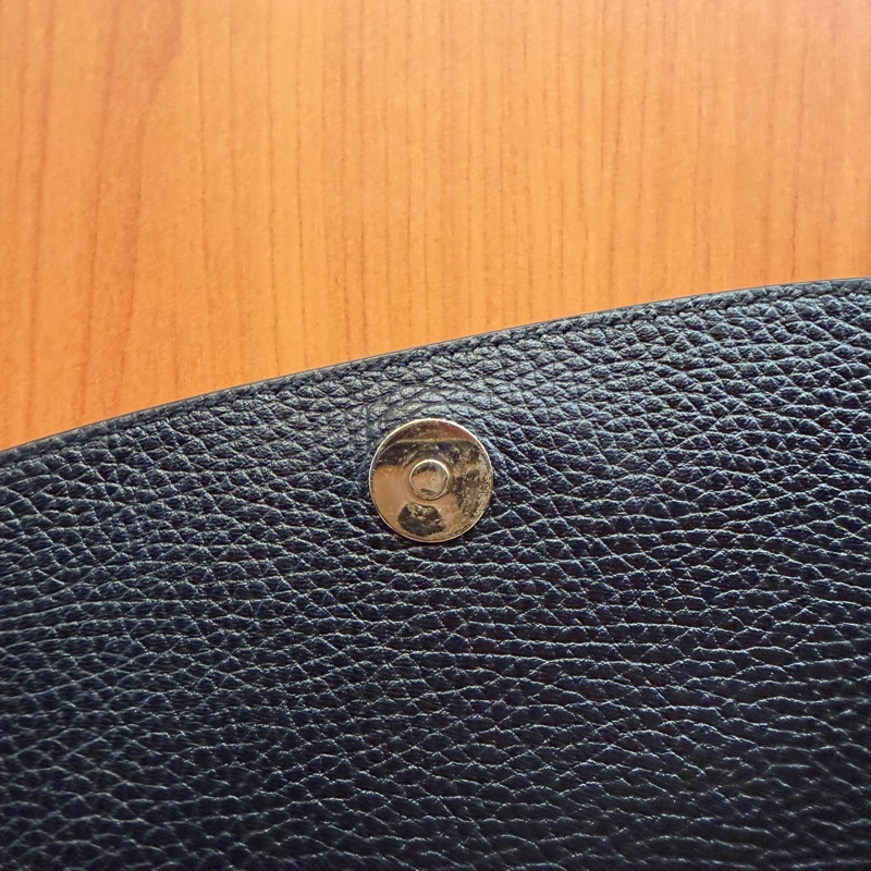 Gucci 黑牛皮淡金釦Soho流蘇下蓋斜背包-14