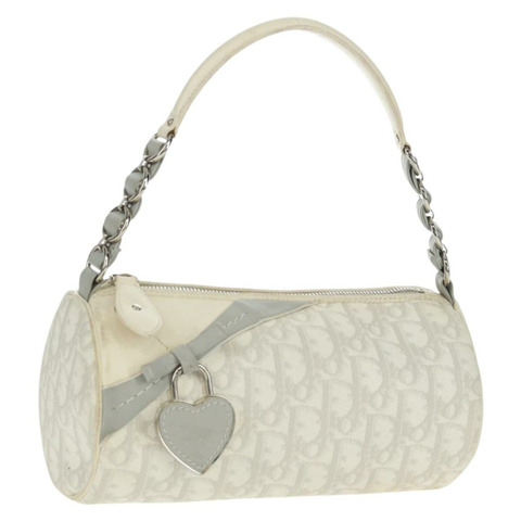 Christian Dior Trotter帆布浪漫手袋 PVC 白色銀色 正品 168346V