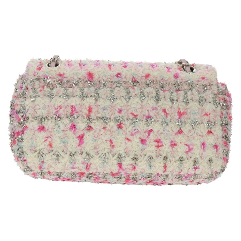 【日本直送】香奈兒單蓋25鏈條肩背包，斜紋軟呢粉紅銀色雙C標誌，正品編號160987SAM-2