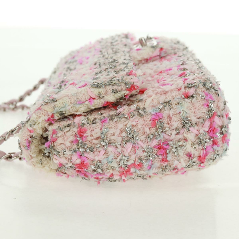 【日本直送】香奈兒單蓋25鏈條肩背包，斜紋軟呢粉紅銀色雙C標誌，正品編號160987SAM-3