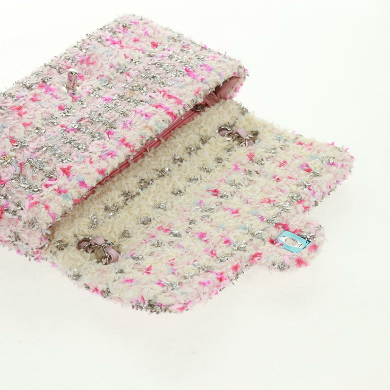 【日本直送】香奈兒單蓋25鏈條肩背包，斜紋軟呢粉紅銀色雙C標誌，正品編號160987SAM-14