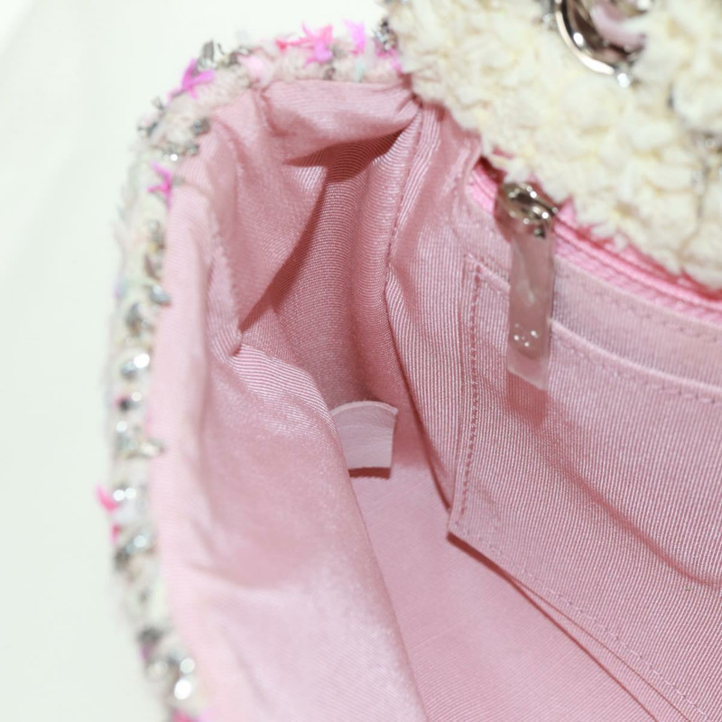 【日本直送】香奈兒單蓋25鏈條肩背包，斜紋軟呢粉紅銀色雙C標誌，正品編號160987SAM-20