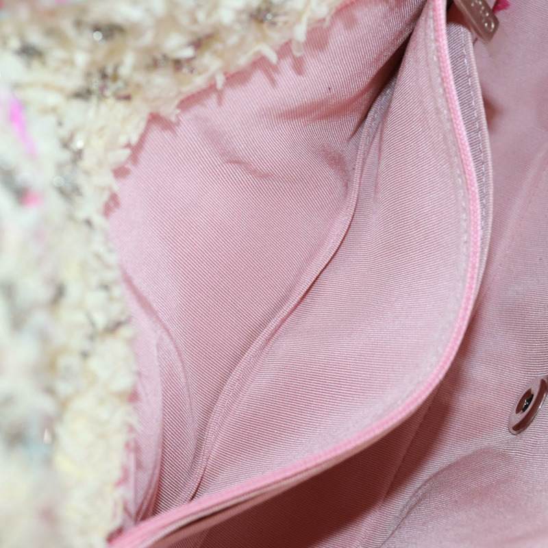 【日本直送】香奈兒單蓋25鏈條肩背包，斜紋軟呢粉紅銀色雙C標誌，正品編號160987SAM-22