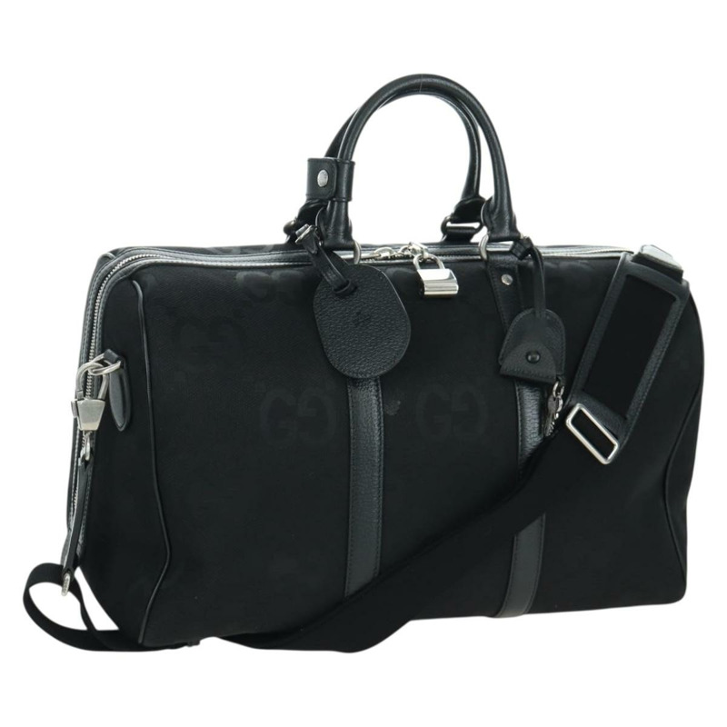 【日本直送】GUCCI GG帆布波士頓包 2way Black Silver 739581 Auth 171443SAM-0