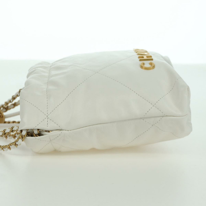 【日本直送】香奈兒 (CHANEL) Matelasse 鏈條肩背包，小牛皮材質，白色，金色 CC 標誌，貨號 BA11027SAM-3