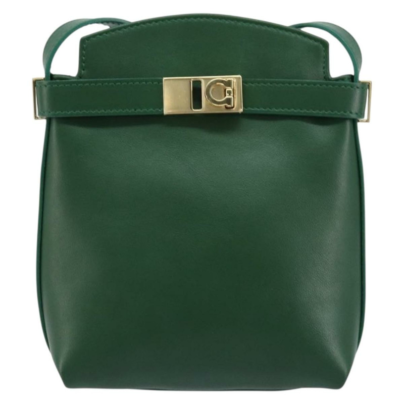【日本直送】Salvatore Ferragamo Gancini 單肩包 皮革 綠色 金色 正品 ARZ415V-1