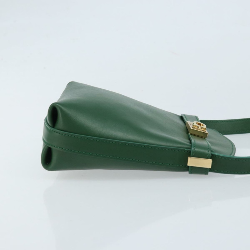 【日本直送】Salvatore Ferragamo Gancini 單肩包 皮革 綠色 金色 正品 ARZ415V-3