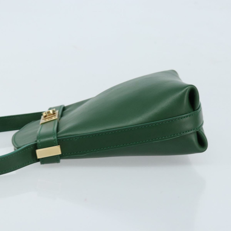 【日本直送】Salvatore Ferragamo Gancini 單肩包 皮革 綠色 金色 正品 ARZ415V-4