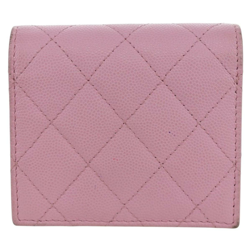 【日本直送】香奈兒 (CHANEL) Matelasse Compact 錢包 魚子醬皮粉紅色 CC Auth ARZ472M-2