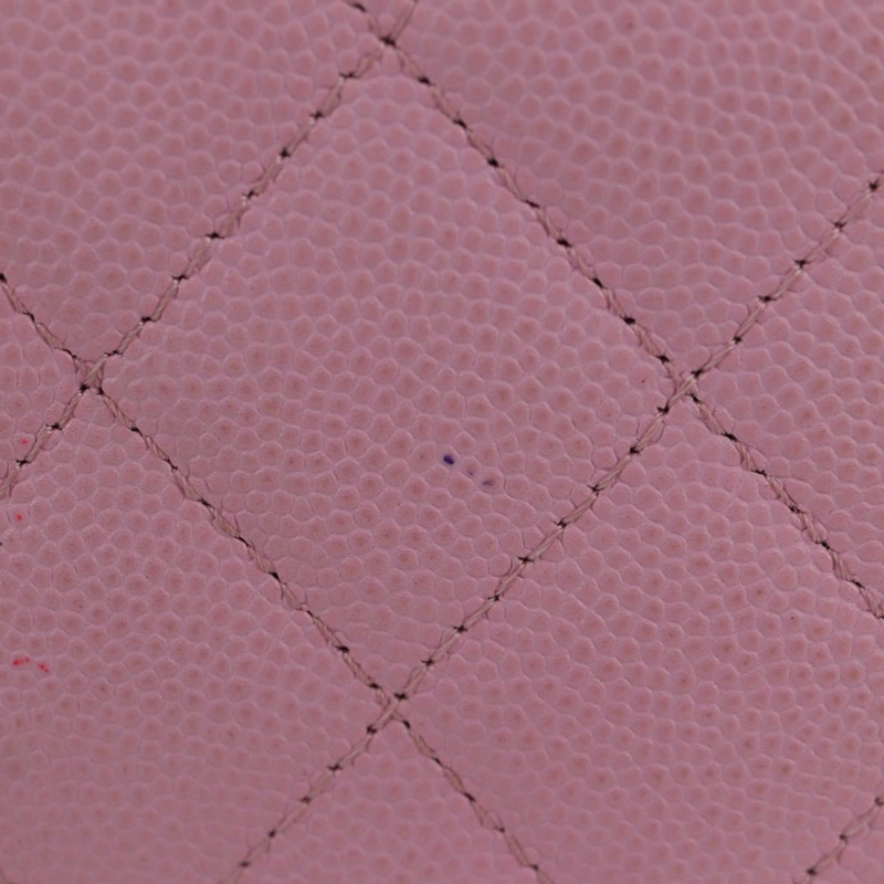 【日本直送】香奈兒 (CHANEL) Matelasse Compact 錢包 魚子醬皮粉紅色 CC Auth ARZ472M-3