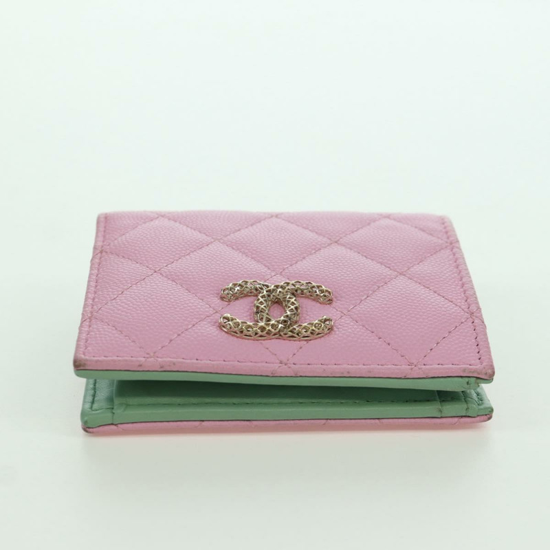 【日本直送】香奈兒 (CHANEL) Matelasse Compact 錢包 魚子醬皮粉紅色 CC Auth ARZ472M-7