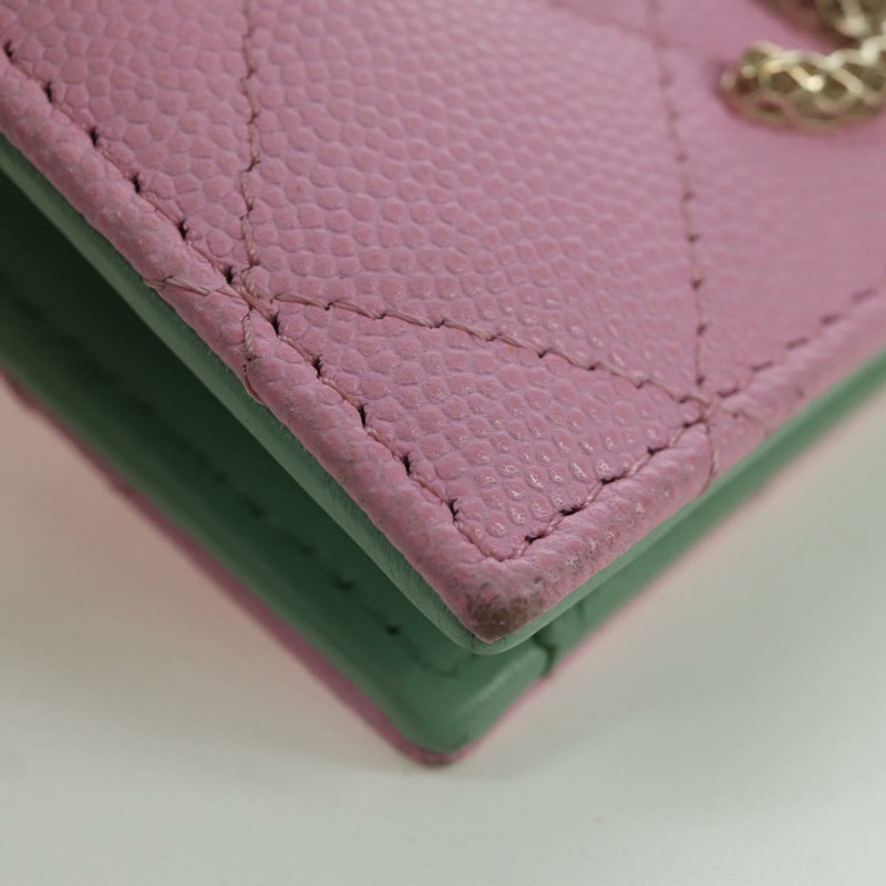 【日本直送】香奈兒 (CHANEL) Matelasse Compact 錢包 魚子醬皮粉紅色 CC Auth ARZ472M-8