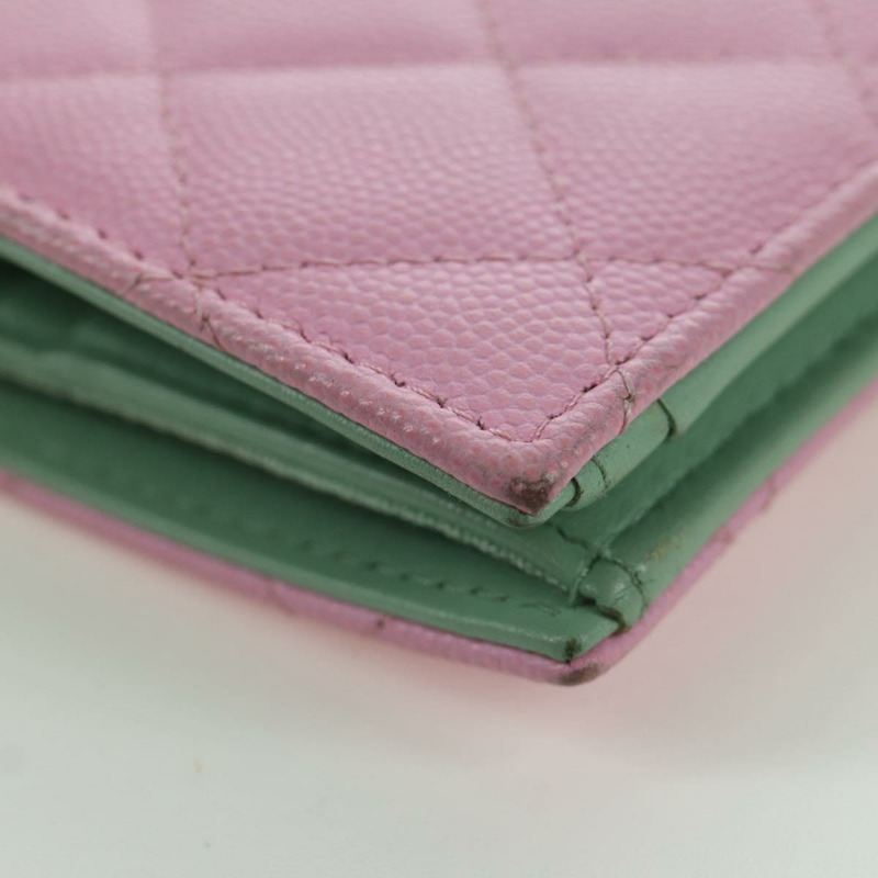 【日本直送】香奈兒 (CHANEL) Matelasse Compact 錢包 魚子醬皮粉紅色 CC Auth ARZ472M-10