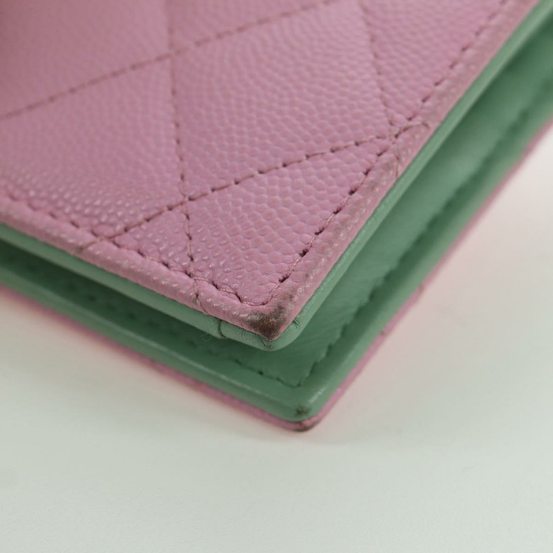 【日本直送】香奈兒 (CHANEL) Matelasse Compact 錢包 魚子醬皮粉紅色 CC Auth ARZ472M-11