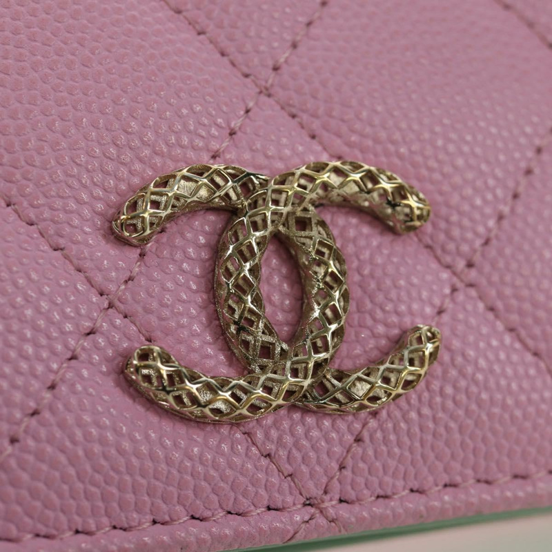【日本直送】香奈兒 (CHANEL) Matelasse Compact 錢包 魚子醬皮粉紅色 CC Auth ARZ472M-12