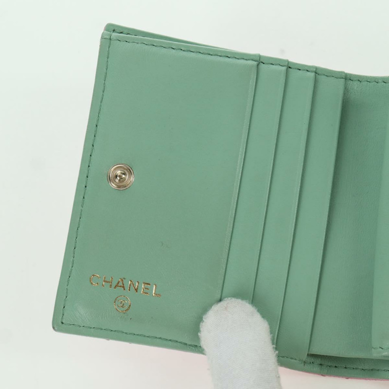 【日本直送】香奈兒 (CHANEL) Matelasse Compact 錢包 魚子醬皮粉紅色 CC Auth ARZ472M-14