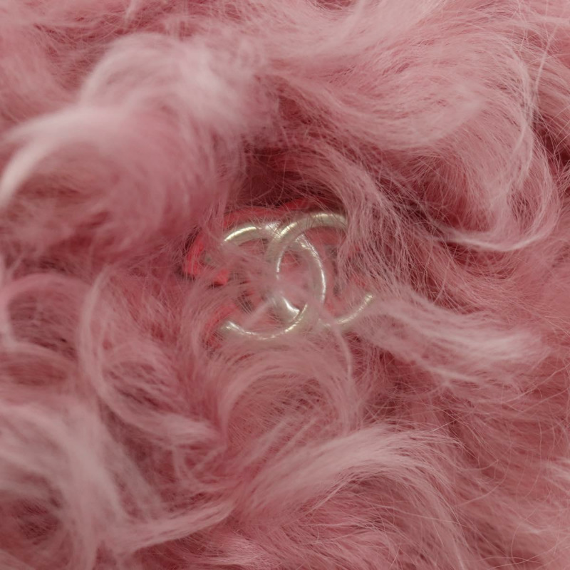 【日本直送】香奈兒粉紅銀色雙C標誌毛絨手拿包 ARZ032SAM-13