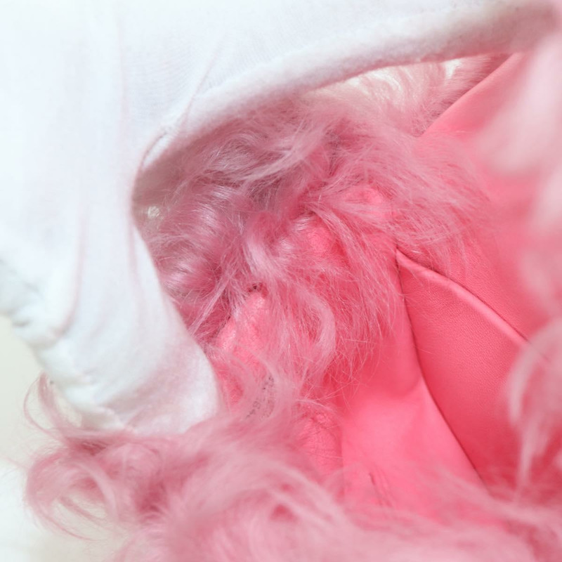 【日本直送】香奈兒粉紅銀色雙C標誌毛絨手拿包 ARZ032SAM-20