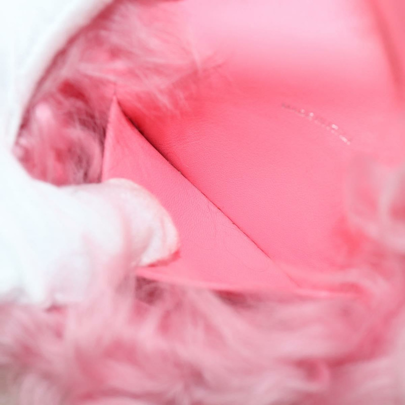 【日本直送】香奈兒粉紅銀色雙C標誌毛絨手拿包 ARZ032SAM-21