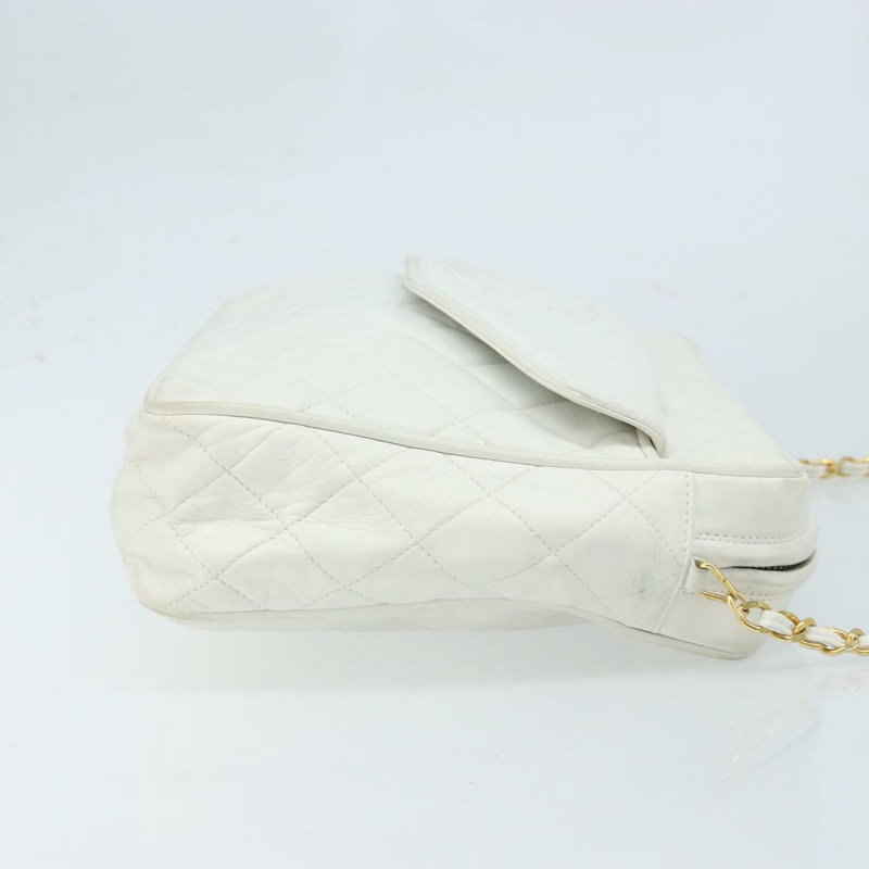 【日本直送】香奈兒 Matelasse 羊皮單肩包 白金 CC Auth mr2140A-3