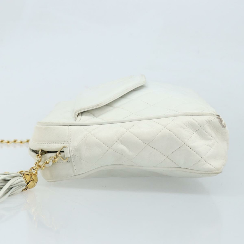 【日本直送】香奈兒 Matelasse 羊皮單肩包 白金 CC Auth mr2140A-4