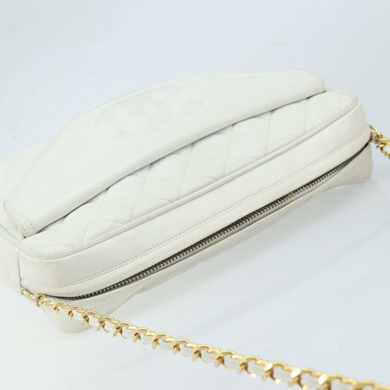 【日本直送】香奈兒 Matelasse 羊皮單肩包 白金 CC Auth mr2140A-5