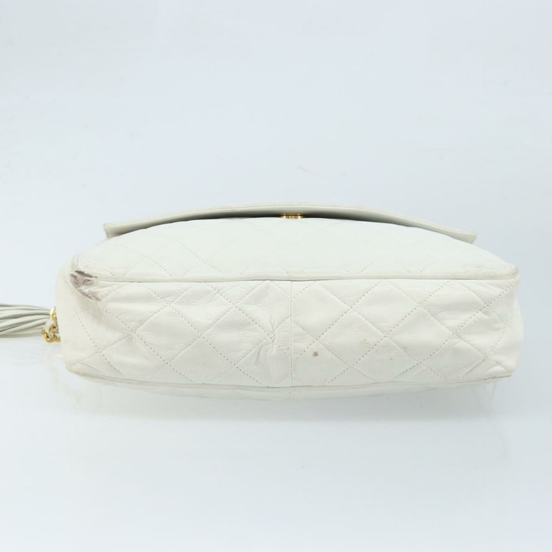 【日本直送】香奈兒 Matelasse 羊皮單肩包 白金 CC Auth mr2140A-8