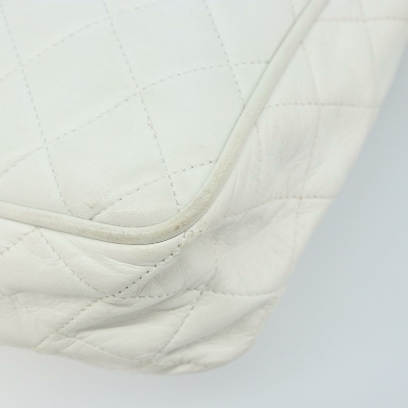 【日本直送】香奈兒 Matelasse 羊皮單肩包 白金 CC Auth mr2140A-9