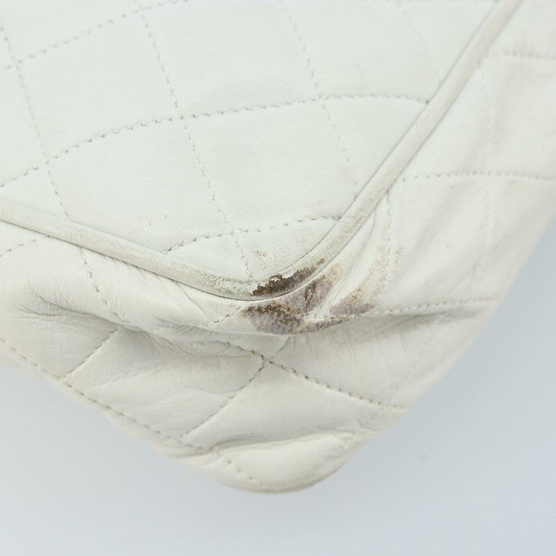 【日本直送】香奈兒 Matelasse 羊皮單肩包 白金 CC Auth mr2140A-10