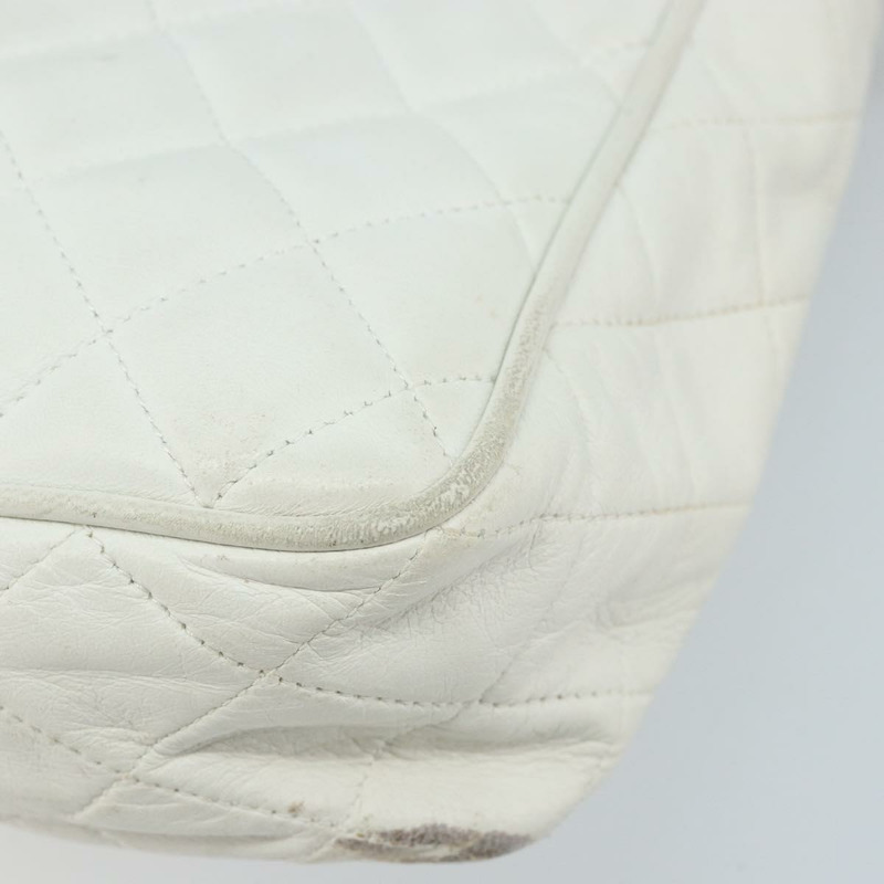 【日本直送】香奈兒 Matelasse 羊皮單肩包 白金 CC Auth mr2140A-11