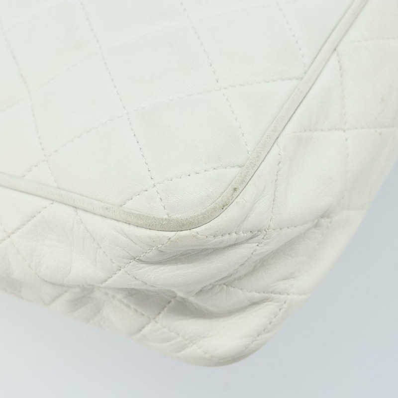 【日本直送】香奈兒 Matelasse 羊皮單肩包 白金 CC Auth mr2140A-12