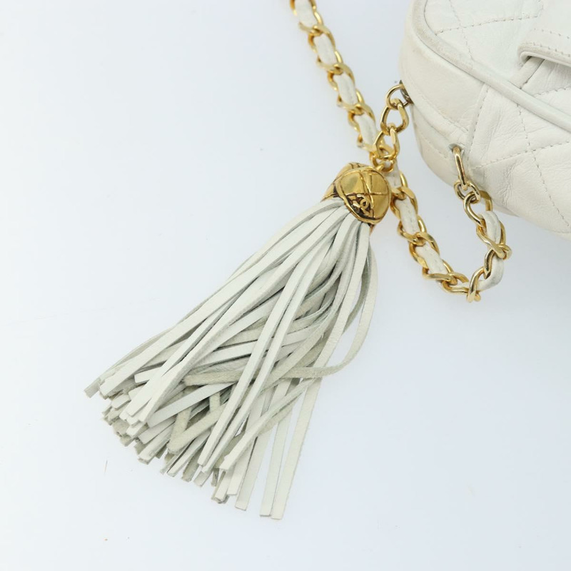 【日本直送】香奈兒 Matelasse 羊皮單肩包 白金 CC Auth mr2140A-14