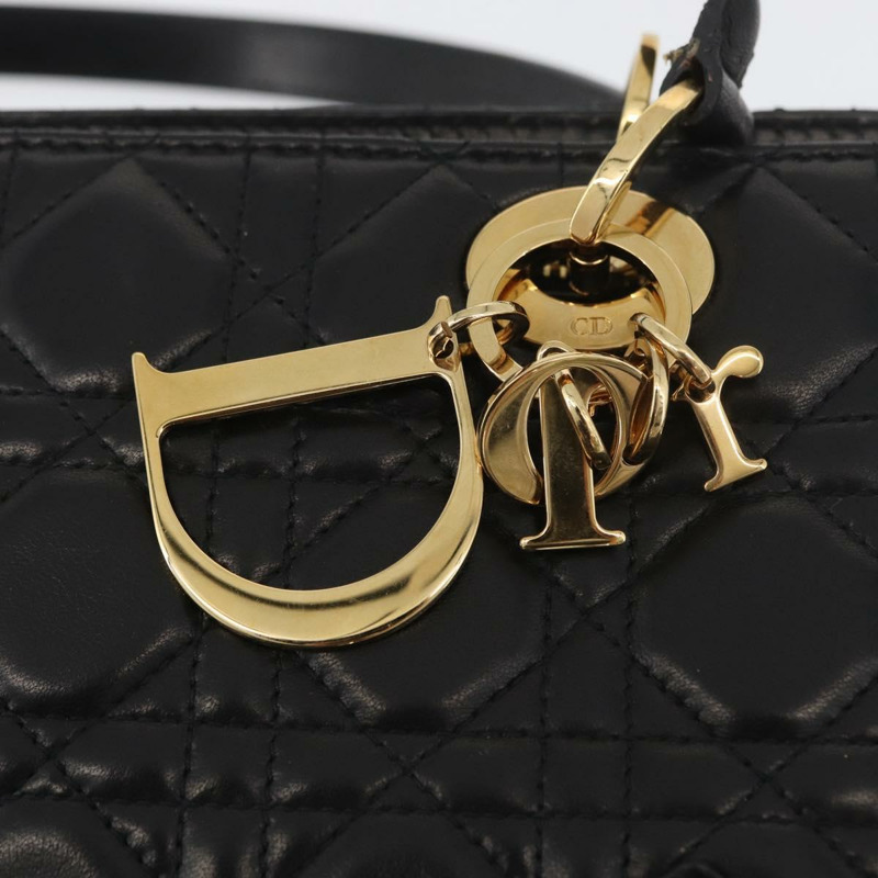 【日本直送】Christian Dior Canage 黑色金色皮革肩背包 正品 BSZ401SAV-13