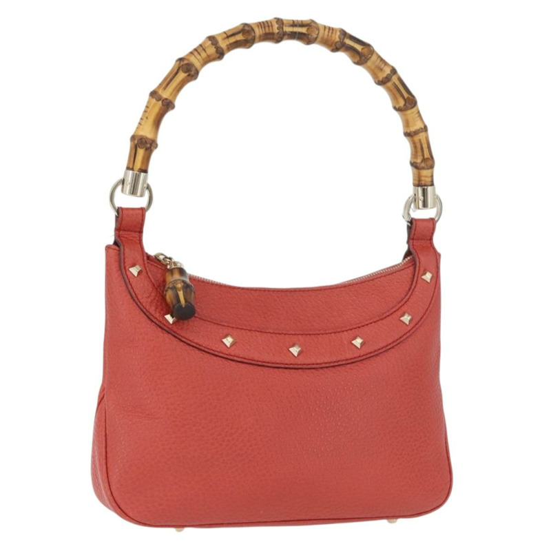 【日本直送】GUCCI 竹節手提包 皮革 紅色 金色 001 1705 1638 正品 BSZ287V-0