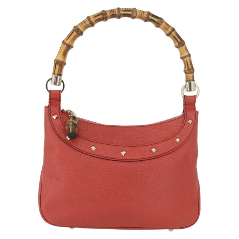 【日本直送】GUCCI 竹節手提包 皮革 紅色 金色 001 1705 1638 正品 BSZ287V-1