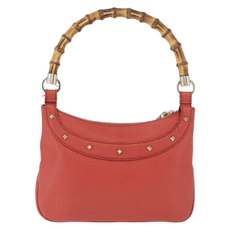 【日本直送】GUCCI 竹節手提包 皮革 紅色 金色 001 1705 1638 正品 BSZ287V-2