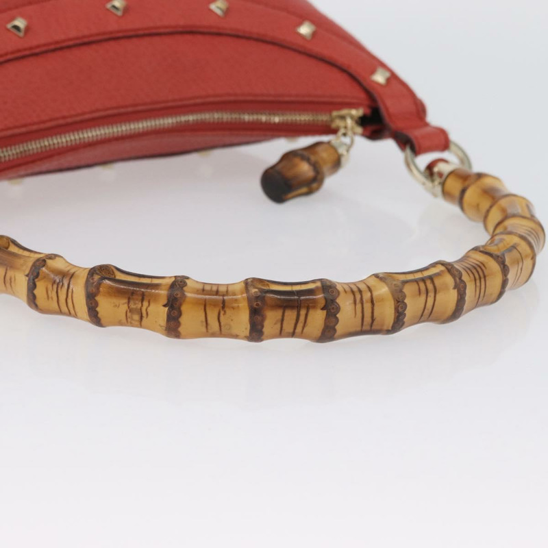 【日本直送】GUCCI 竹節手提包 皮革 紅色 金色 001 1705 1638 正品 BSZ287V-6