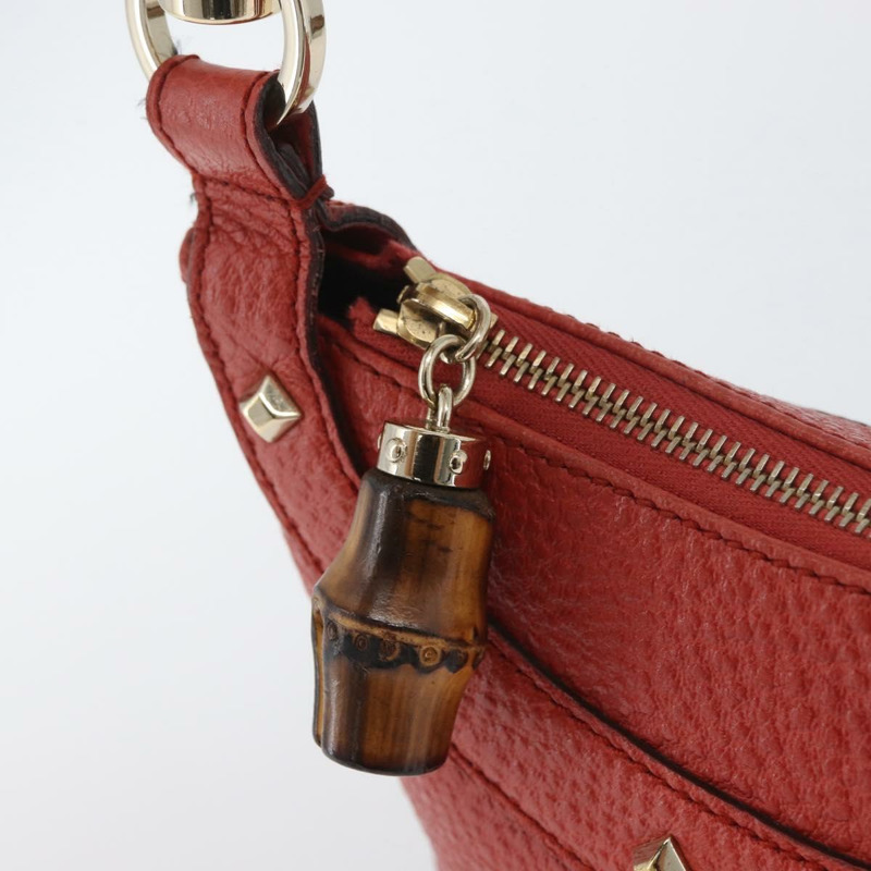 【日本直送】GUCCI 竹節手提包 皮革 紅色 金色 001 1705 1638 正品 BSZ287V-13