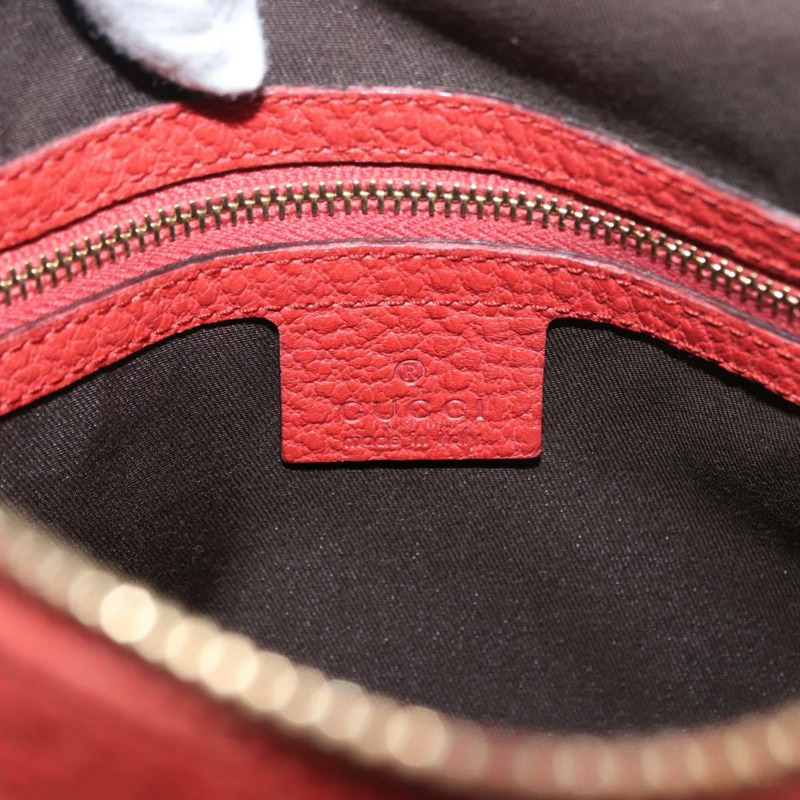 【日本直送】GUCCI 竹節手提包 皮革 紅色 金色 001 1705 1638 正品 BSZ287V-14