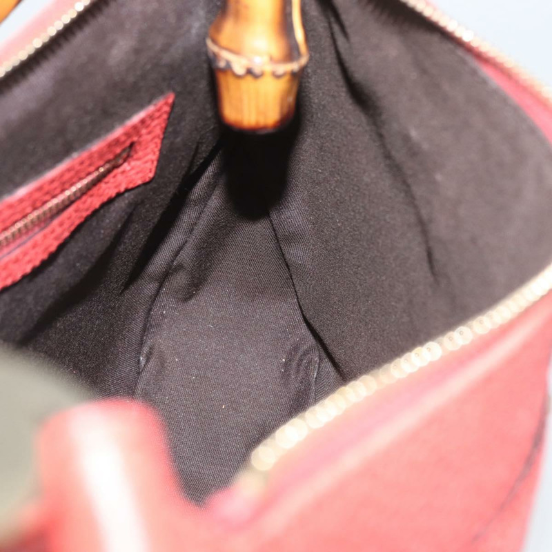 【日本直送】GUCCI 竹節手提包 皮革 紅色 金色 001 1705 1638 正品 BSZ287V-16