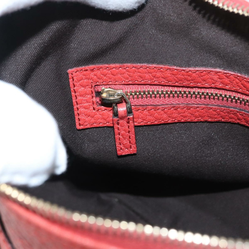 【日本直送】GUCCI 竹節手提包 皮革 紅色 金色 001 1705 1638 正品 BSZ287V-18